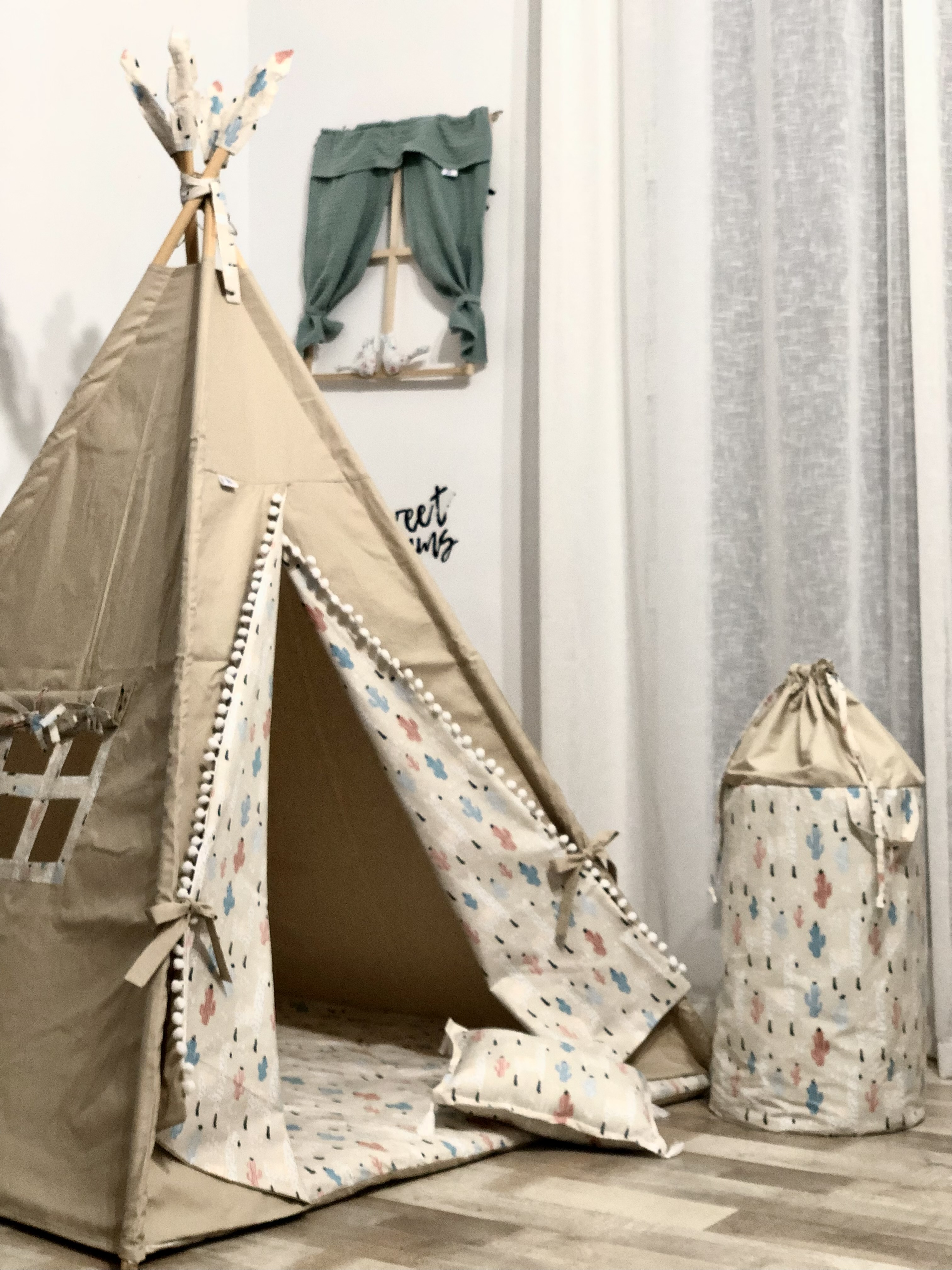 Tent with llama print and with storage