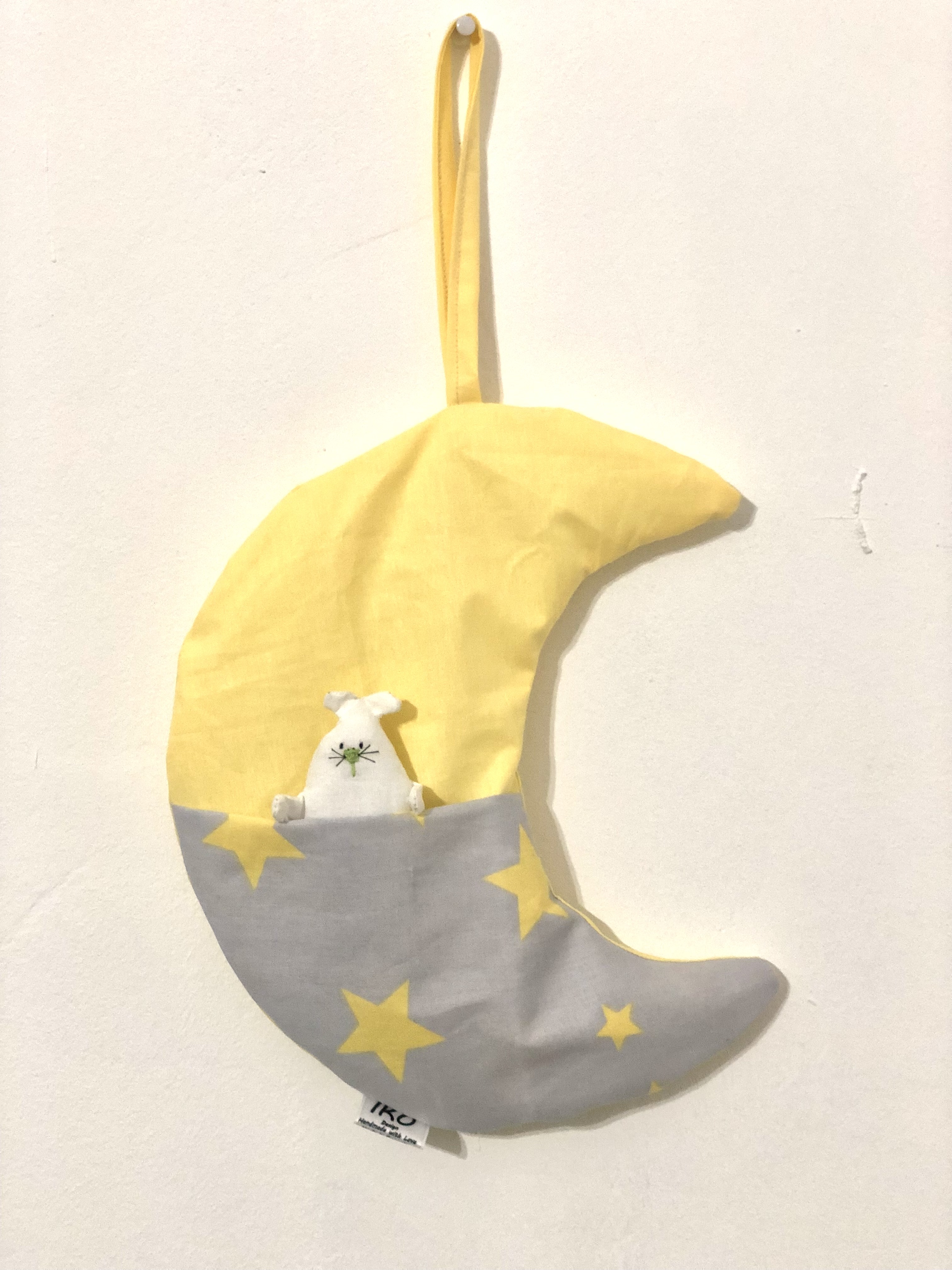 Decoration yellow moon with little bunny